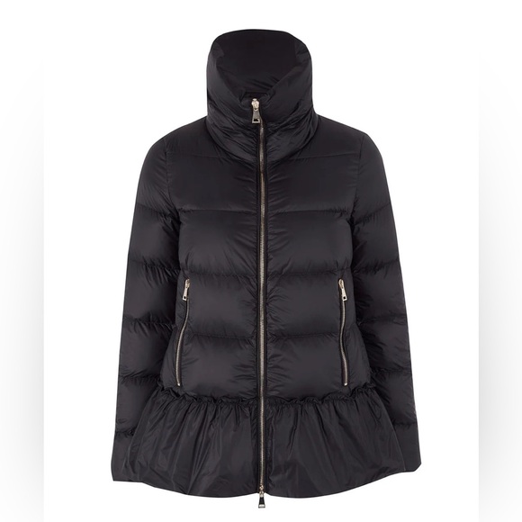 MONCLER Anet Down Puffer Peplum Jacket Coat RARE Black Size 0 fits XS-S - Picture 1 of 11
